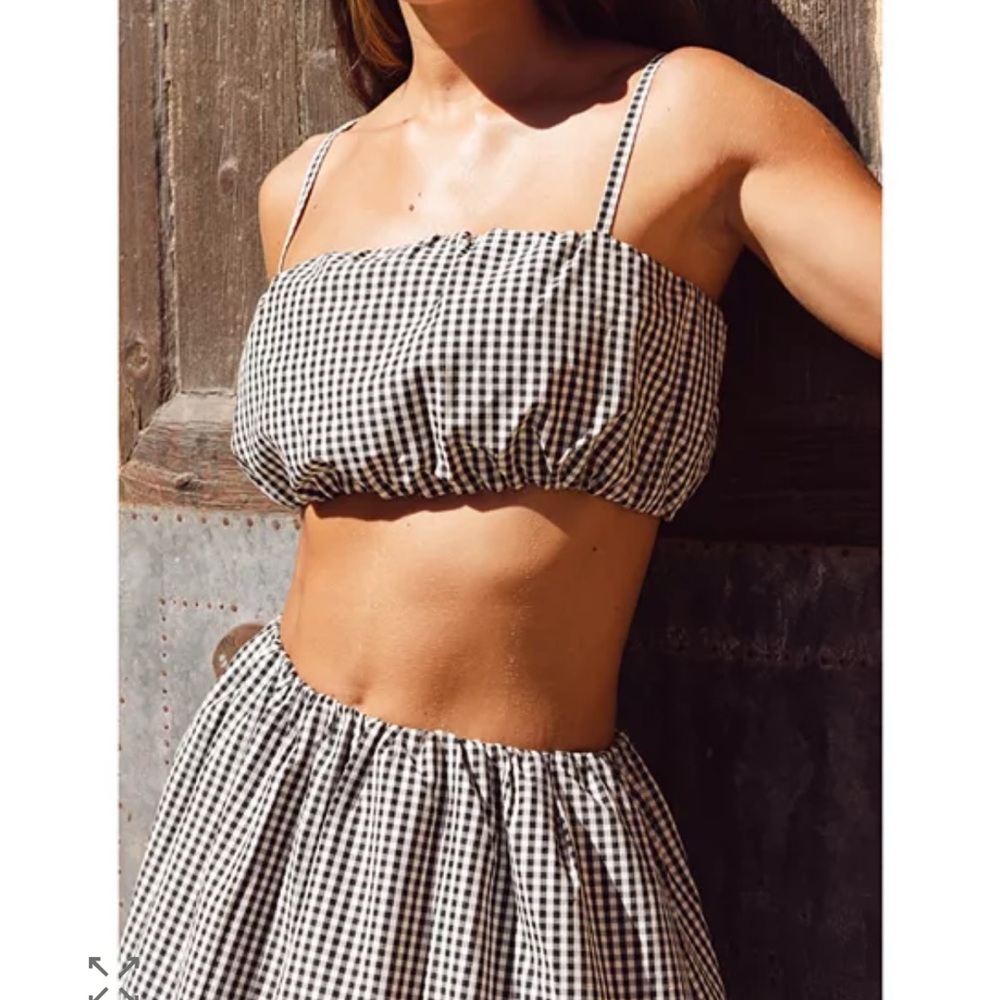French connection Black and White Gingham Crop Top